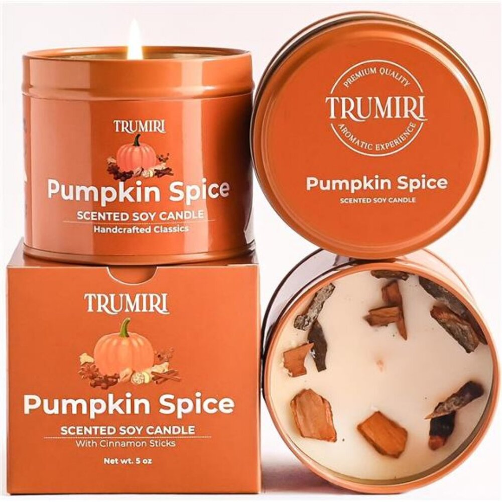 Pumpkin Spice - Cinnamon Soy Candles for Home Scented - for Fall Halloween